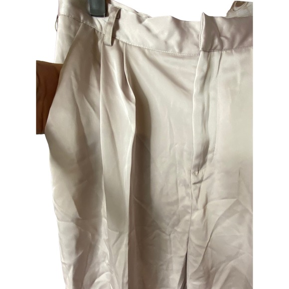 NWT Jason Wu Satin Trousers XL Cream High Waist Pleated Front Chic Designer Work - Picture 2 of 9